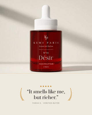 KEMI PARIS N°01 Désir Extrait de Parfum bottle, five star review: it smells like me but richer