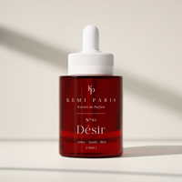 KEMI PARIS N°01 Désir — ruby red Extrait de Parfum bottle, front