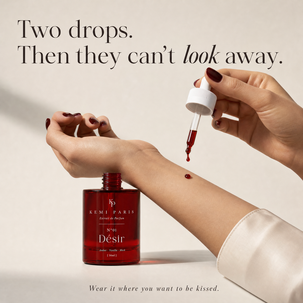 Two drops, then they can’t look away — dropper on wrist